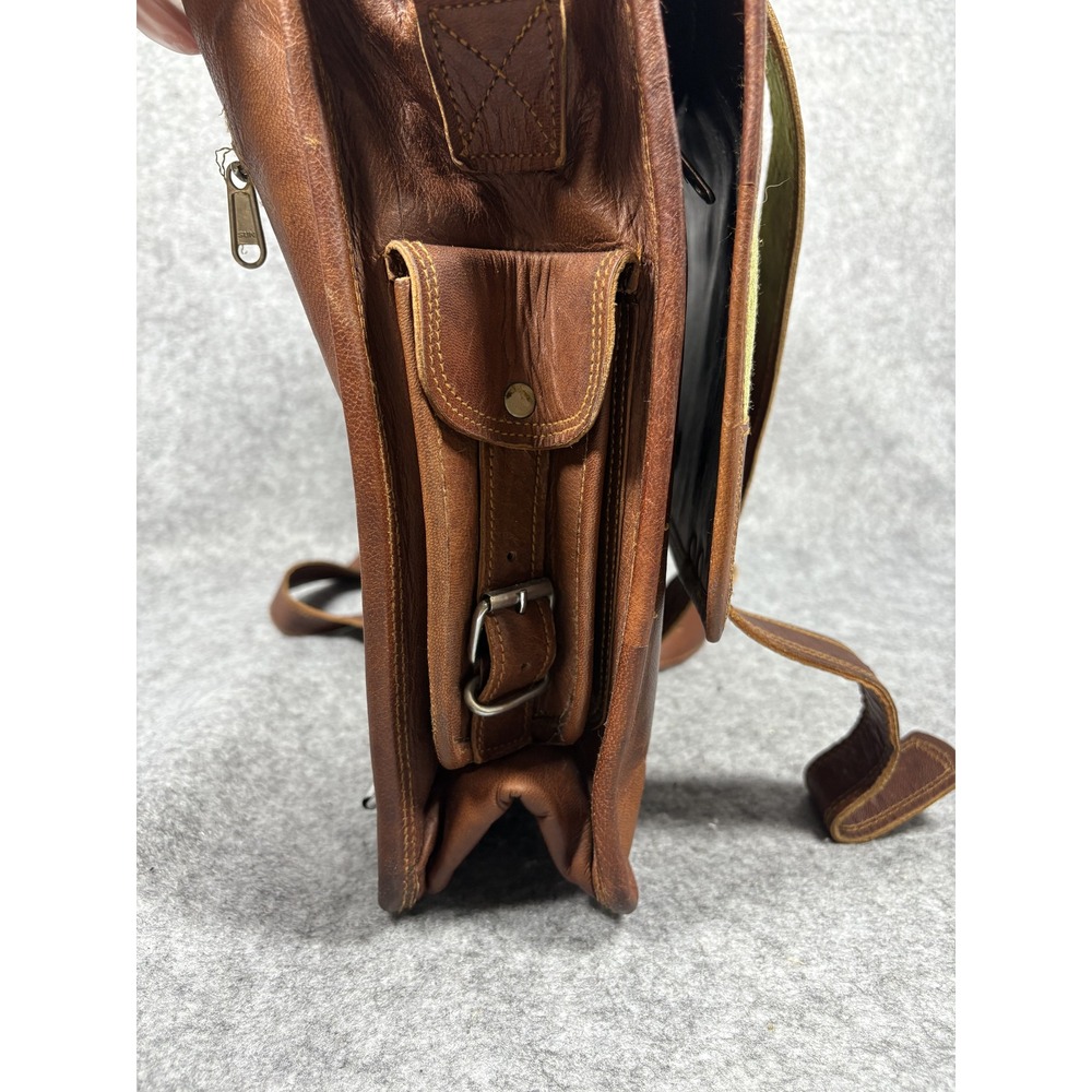 Handmade World Messenger Bag Large Brown Leather Vintage Laptop Satchel - Picture 14 of 16